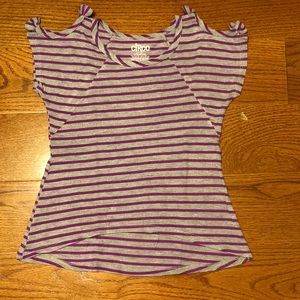 Girls Circo Cold Shoulder Striped Top with Bows